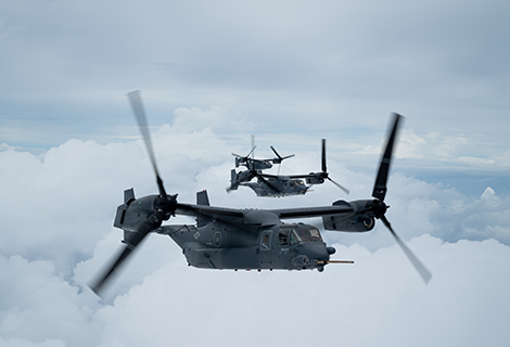 CV-22 Ospreys in formation