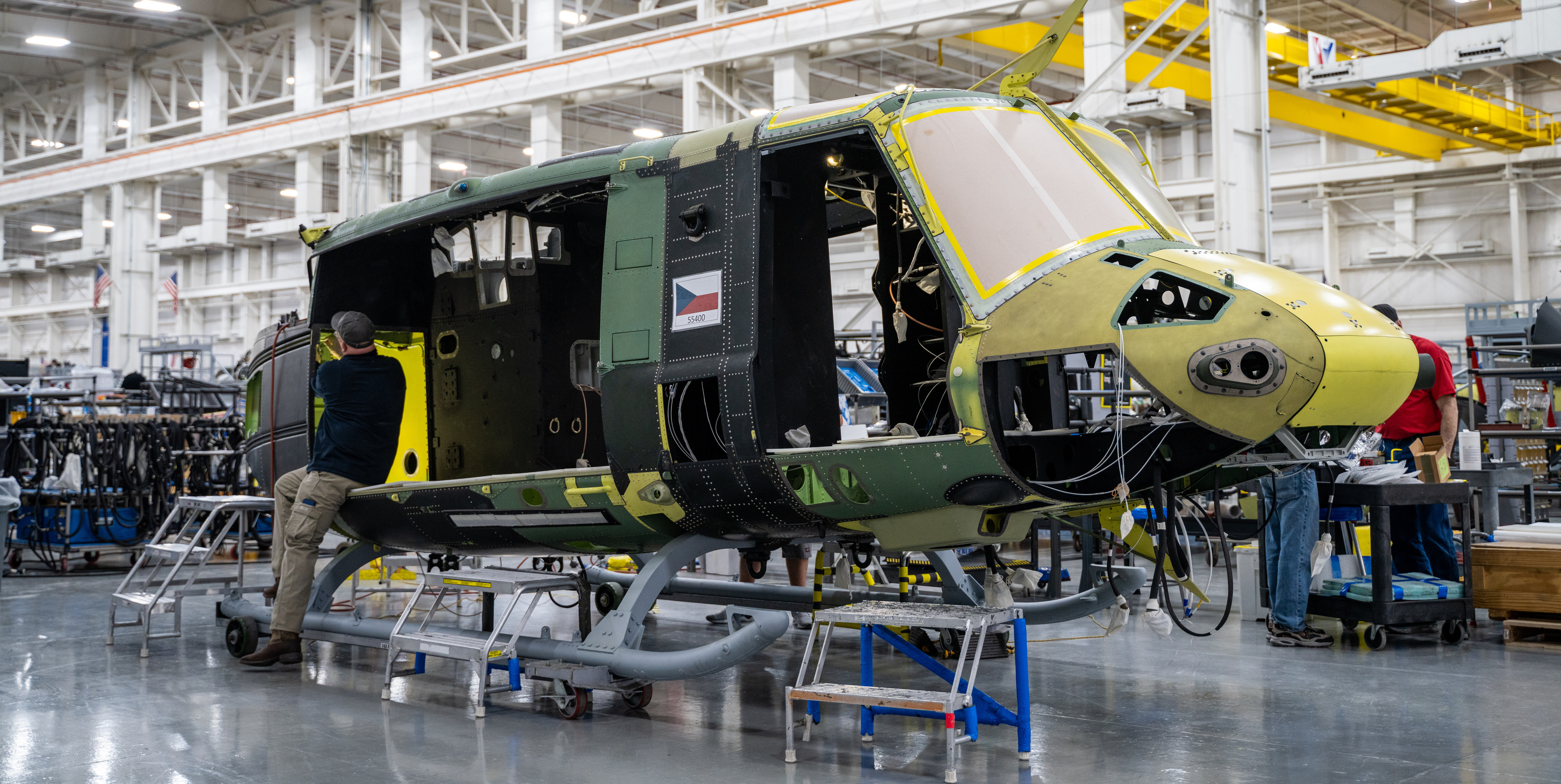 A Bell employee works on a Czech Republic UH-1Y at the Amarillo Assembly Center. 