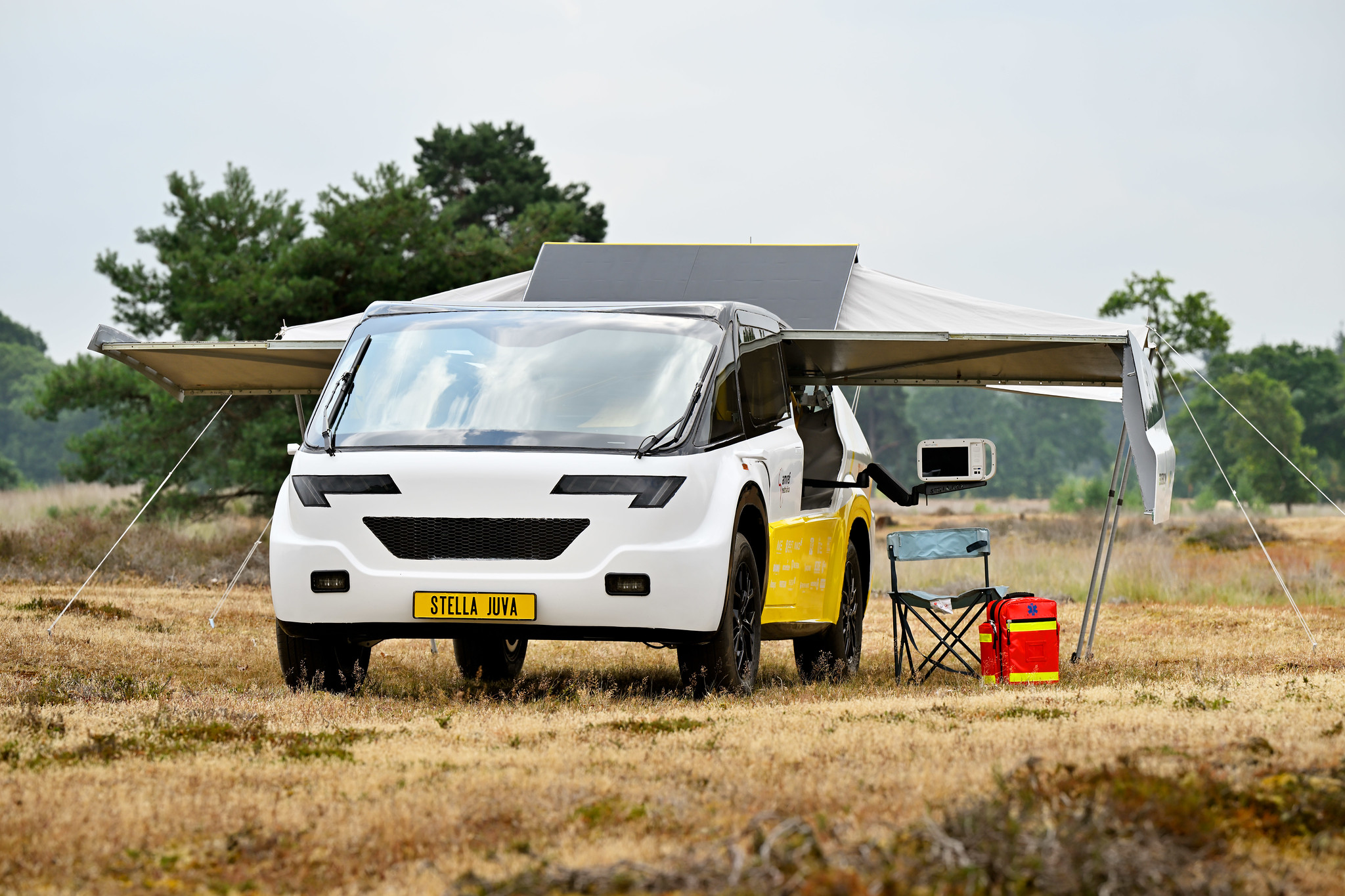 Stella Juva is believed to be the world's first solar-powered ambulance, developed by Solar Team Eindhoven, a student organization from Eindhoven University of Technology in the Netherlands