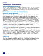 Other Governance Practices and Policies